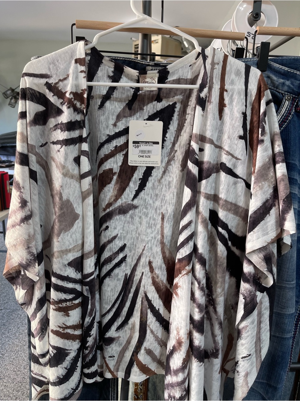 Abstract Brushstroke Kimono Tunic - Brown & Black